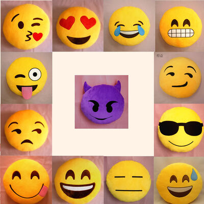 giallo dell'emoticon di Emoji di 22 stili e cuscini e cuscini farciti rotondi per la decorazione domestica