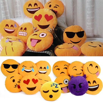 Cuscino farcito rotondo di sonno del bambino dell'emoticon giallo di Emoji per uso domestico