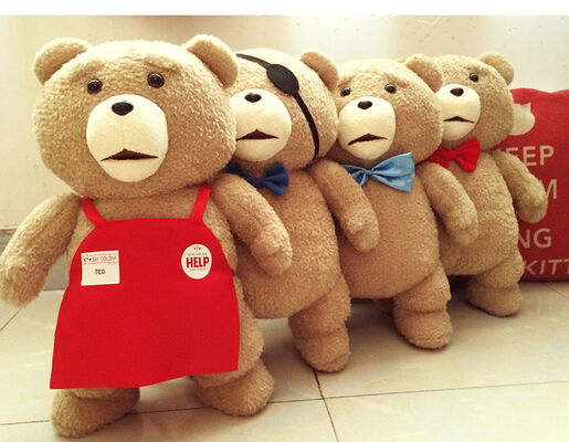 Il poliestere marrone-rosso di Ted dell'orso del bambino dei giocattoli adorabili della peluche accetta il ODM dell'OEM