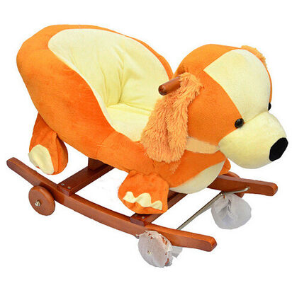 Giocattoli animali della peluche del bambino di modo di oscillazione del cane arancio della sedia con musica per i bambini che giocano guida