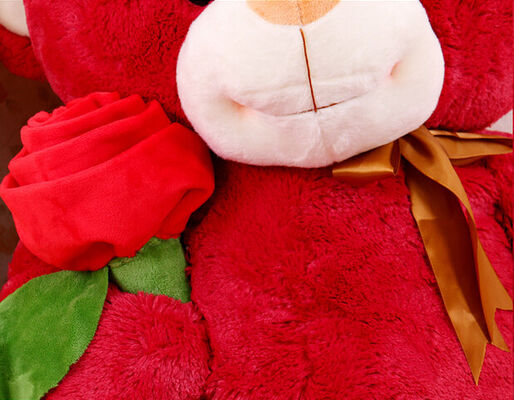 Giocattoli rossi giganti svegli dell'animale farcito dell'orsacchiotto con il jumbo del fiore di Rosa 80cm