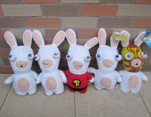 La peluche delirante adorabile del fumetto di Rayman Rabbids gioca l'abitudine sveglia bianca