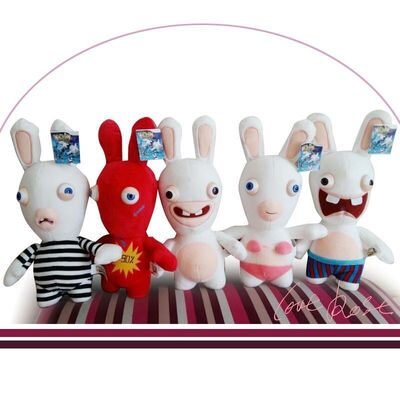 La peluche delirante adorabile del fumetto di Rayman Rabbids gioca l'abitudine sveglia bianca