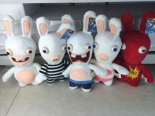 La peluche delirante adorabile del fumetto di Rayman Rabbids gioca l'abitudine sveglia bianca