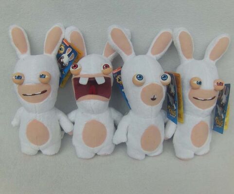 La peluche delirante adorabile del fumetto di Rayman Rabbids gioca l'abitudine sveglia bianca