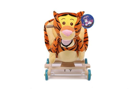 Il bambino sveglio sveglio di Brown gioca la sedia animale d'oscillazione del bambino della peluche della tigre