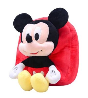 Zaino rosso a 12 pollici di Mickey Mouse per il bambino con la dimensione morbida del tessuto della peluche