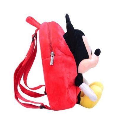 Zaino rosso a 12 pollici di Mickey Mouse per il bambino con la dimensione morbida del tessuto della peluche