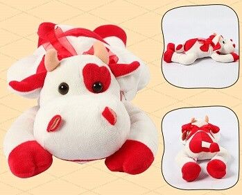 Animali farciti su ordinazione di forma rossa adorabile della mucca dei regali di promozione piccoli per i bambini