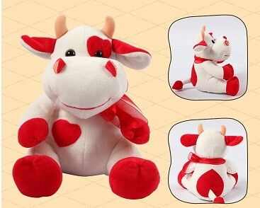 Animali farciti su ordinazione di forma rossa adorabile della mucca dei regali di promozione piccoli per i bambini