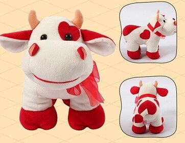 Animali farciti su ordinazione di forma rossa adorabile della mucca dei regali di promozione piccoli per i bambini