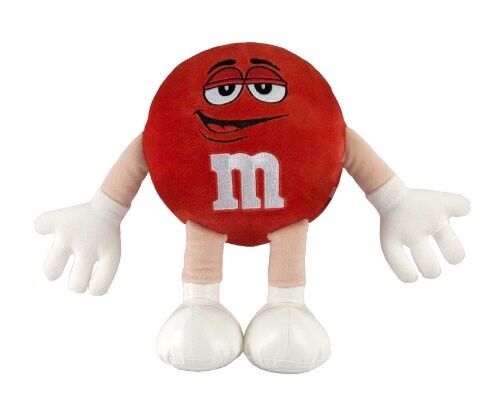 Animali farciti del carattere rosso di M&M per i bambini, piccoli giocattoli della peluche
