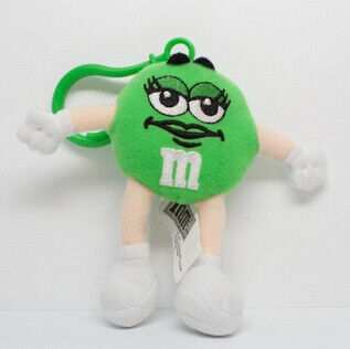 La peluche sveglia verde Keychains degli animali farciti del carattere di M&M ha personalizzato