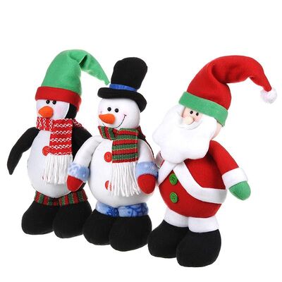 Il Natale sveglio ha farcito il giocattolo della peluche del pupazzo di neve della bambola di Santa per i bambini