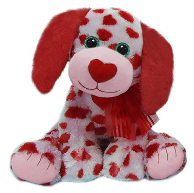 Giocattoli farciti svegli di giorno di biglietti di S. Valentino dei cani di piccola taglia della peluche con il logo del ricamo