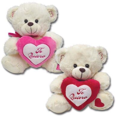Orso molle farcito della peluche dei giocattoli di giorno di biglietti di S. Valentino del bianco sporco con cuore rosso