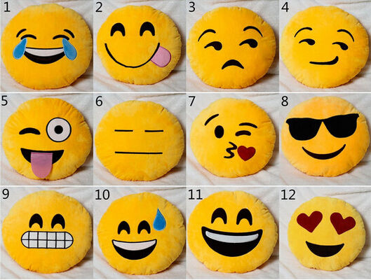 giallo dell'emoticon di Emoji di 22 stili e cuscini e cuscini farciti rotondi per la decorazione domestica