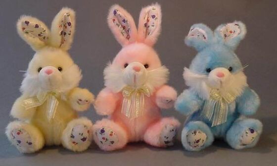 Giocattoli farciti lunghi dei coniglietti di pasqua della peluche dei capelli piccoli, giallo/rosa/blu