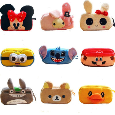 Sacchetto della matita della peluche del fumetto di Disney, sacchetto animale della matita della chiusura lampo
