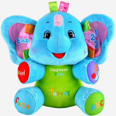 Giocattoli svegli di conversazione della peluche del bambino dell'elefante blu con gli animali di musica per l'apprendimento del bambino