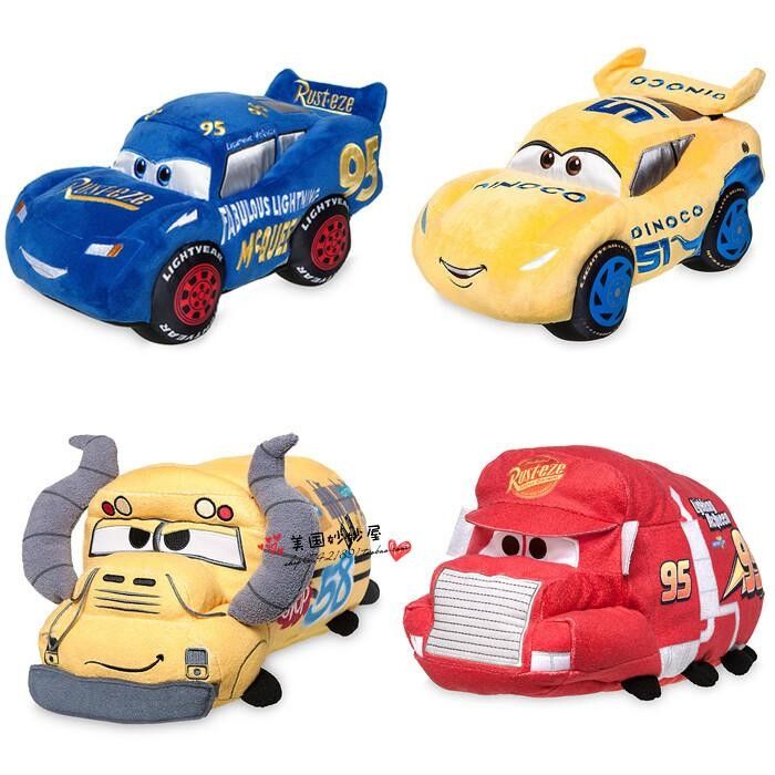 Le automobili originali rosse dei corridori dell'automobile scoperta a due posti di Disney gioca 3 giocattoli farciti della peluche del fumetto per il gioco del bambino