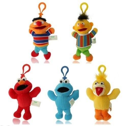 Giocattoli farciti Keychain svegli della peluche del Sesame Street con il gancio per i regali di promozione