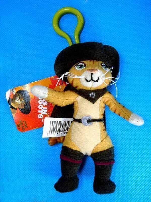 Il micio del fumetto in stivali ha farcito il giocattolo Keychain della peluche per i regali di promozione