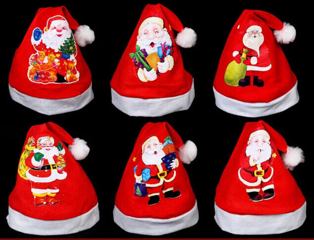 Cappello rosso di Natale per il cappello della peluche del regalo per la festa di Natale, stampante il Babbo Natale