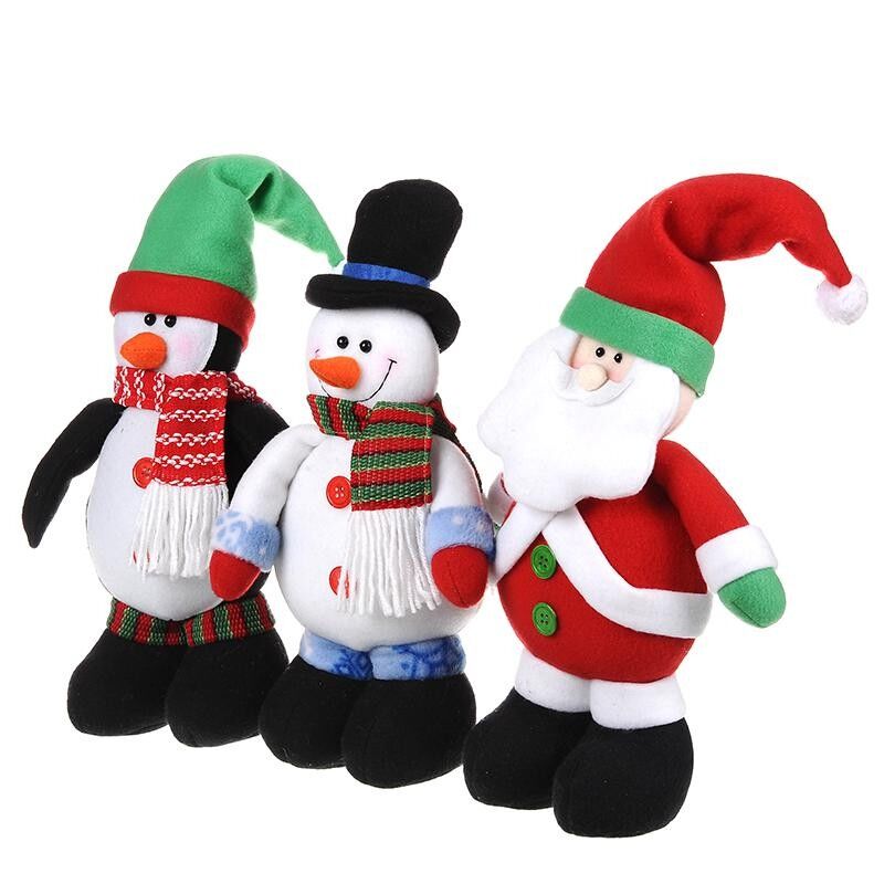 Il Natale sveglio ha farcito il giocattolo della peluche del pupazzo di neve della bambola di Santa per i bambini